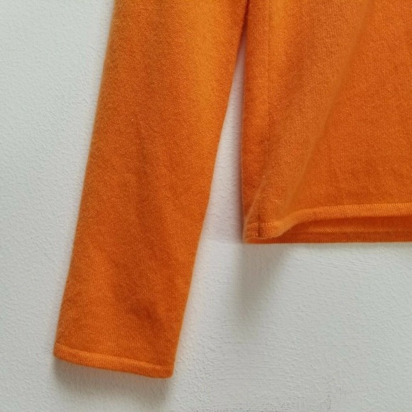 Ralph Lauren Black Label Women's V-Neck Cashmere Sweater Embroidered Orange Sz L - Picture 9 of 12